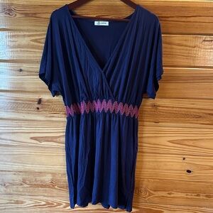 Cupshe Deep Blue Dress with Pink Zigzag Detail